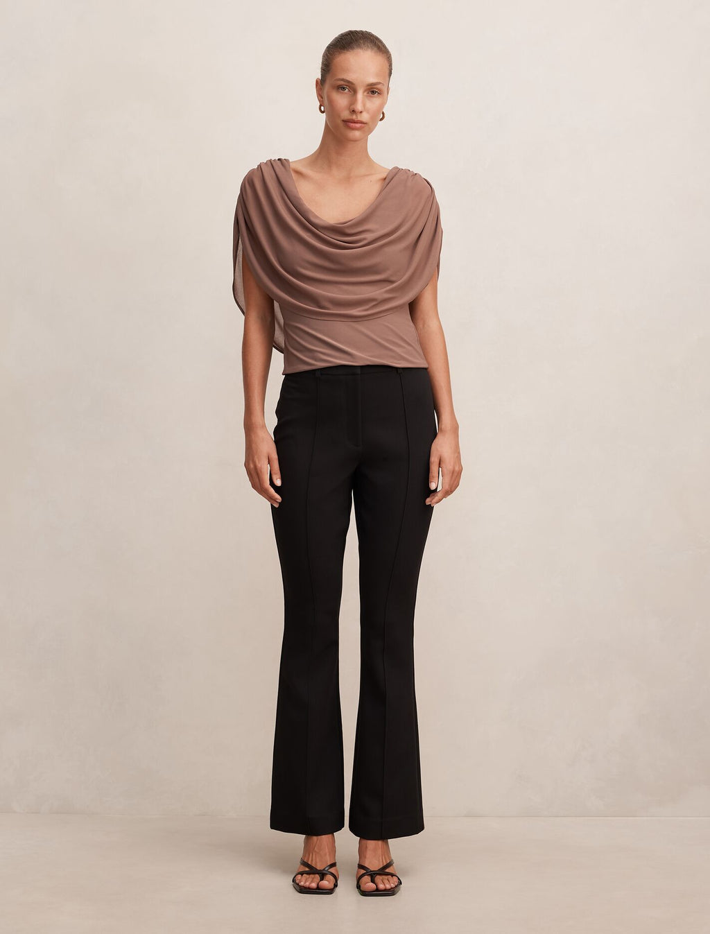 Olivia Draped Mesh Cape Top