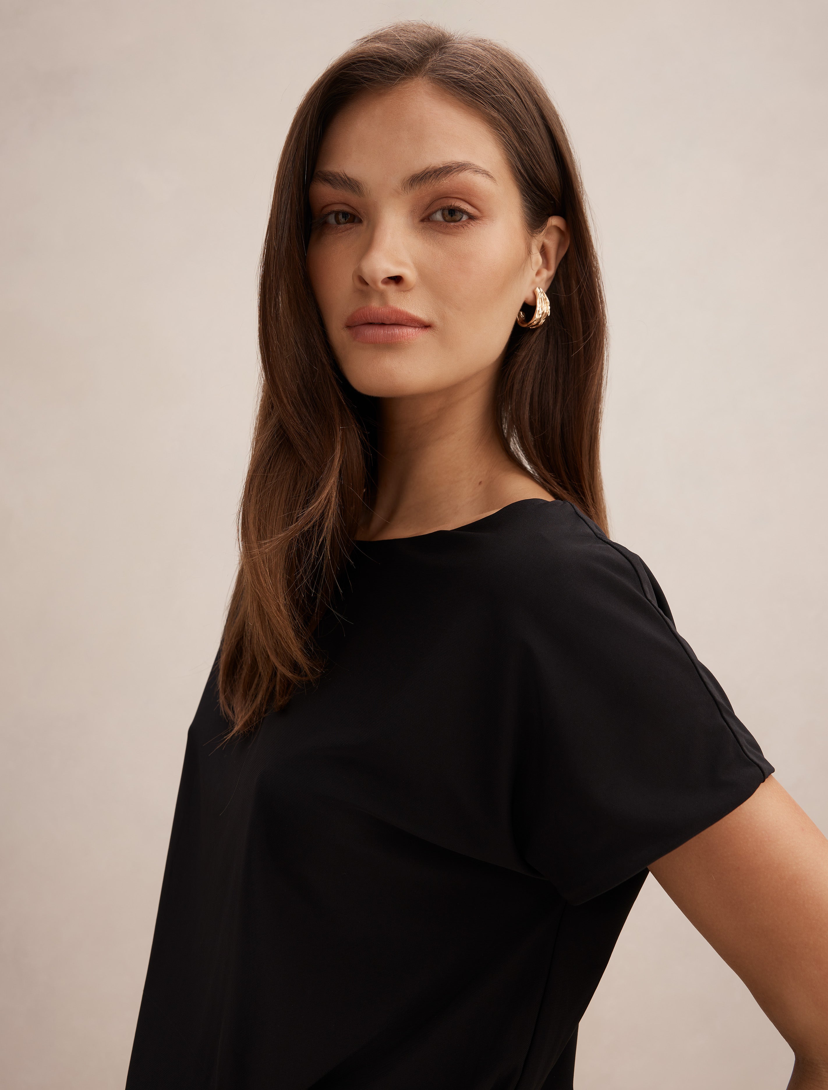 Kiara Tipped Draped Jersey Mini Dress