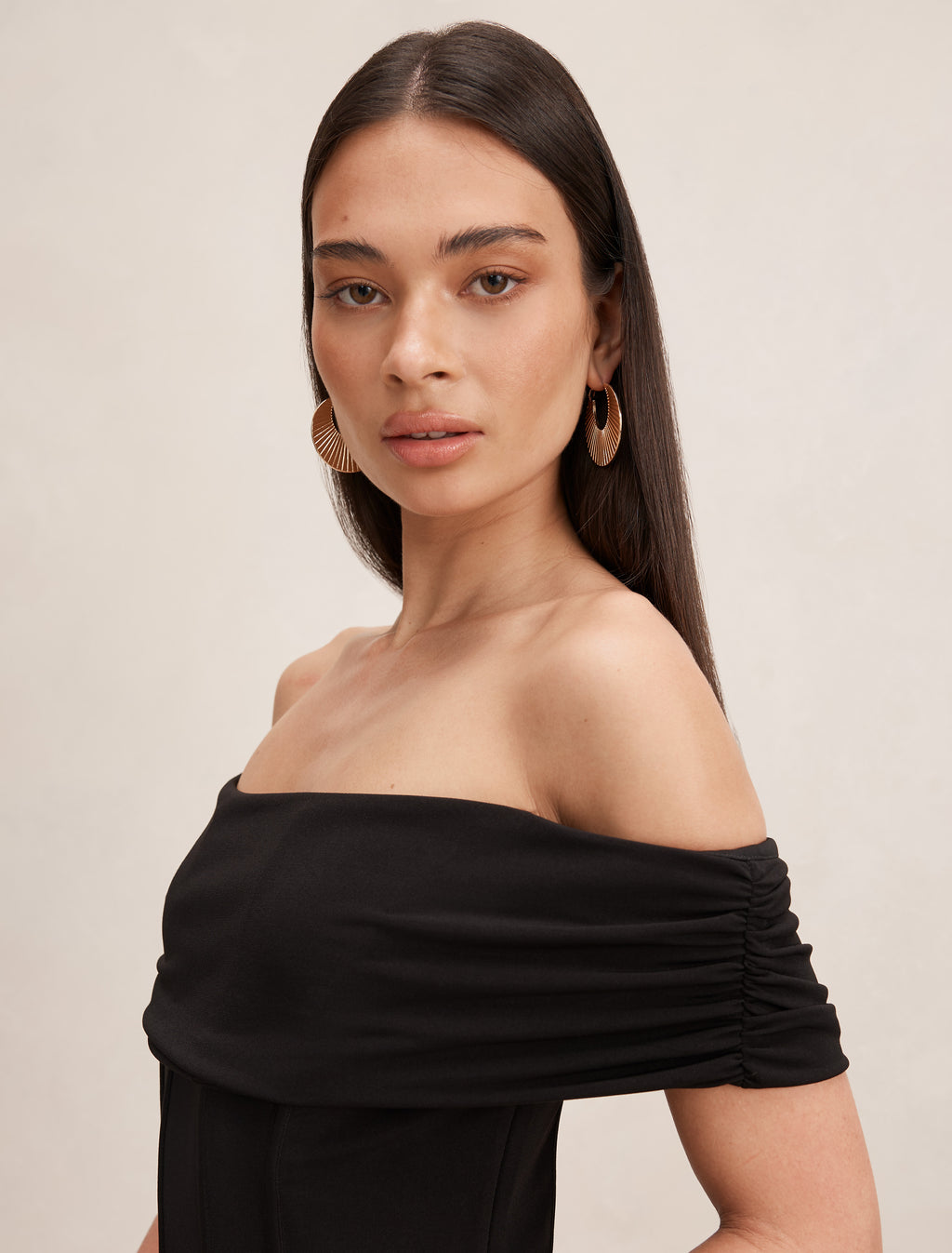 Ania Ruched Bardot Maxi Dress