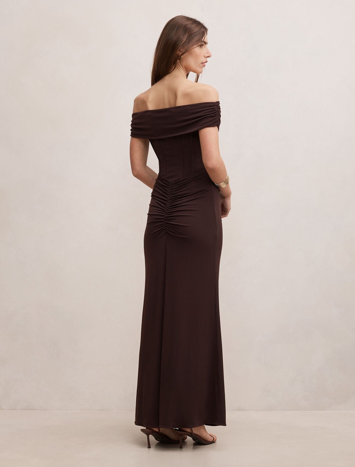Ania Ruched Bardot Maxi Dress