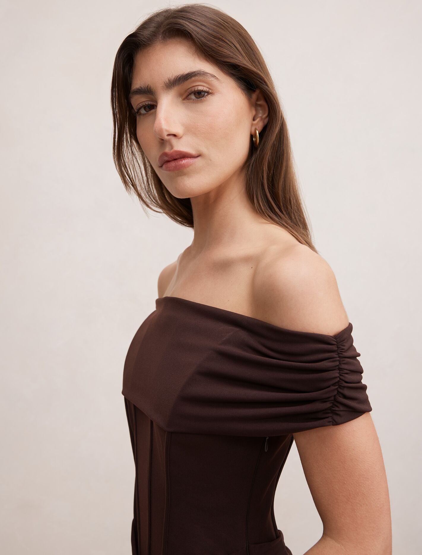 Ania Ruched Bardot Maxi Dress