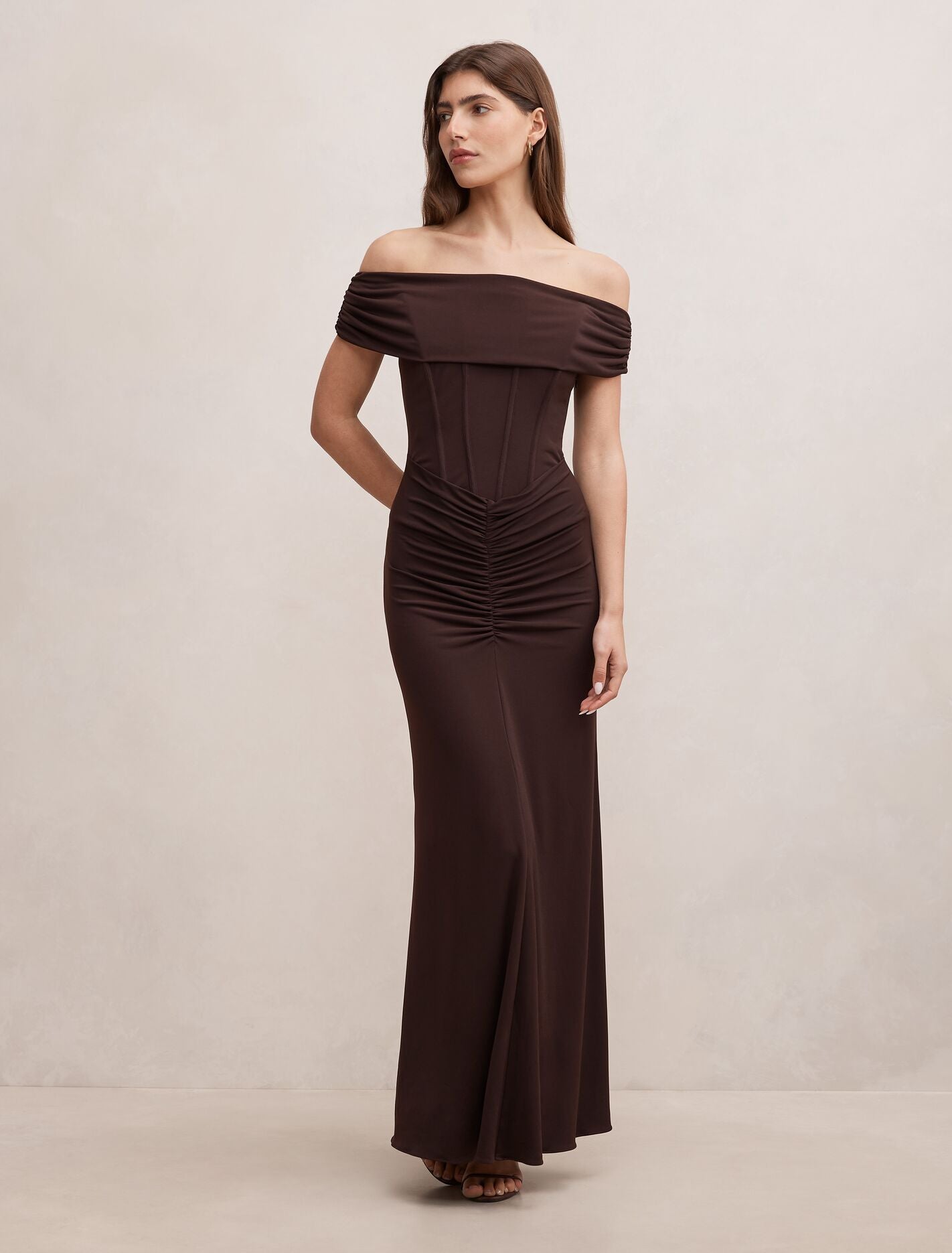 Ania Ruched Bardot Maxi Dress
