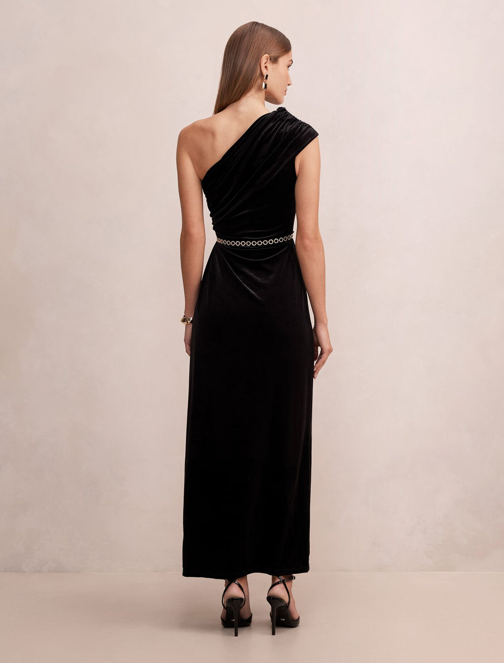 Venita One Shoulder Velvet Maxi Dress