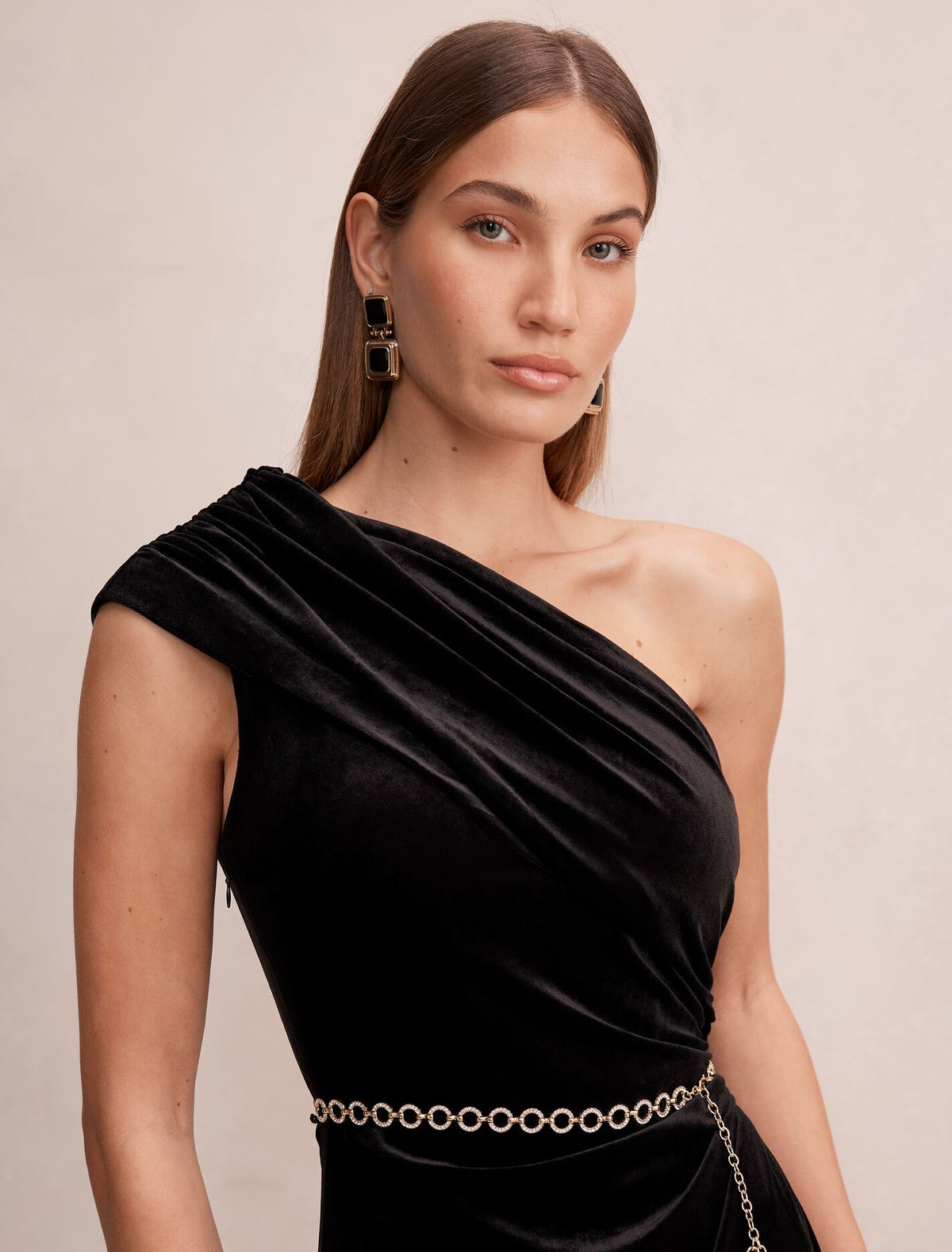 Venita One Shoulder Velvet Maxi Dress