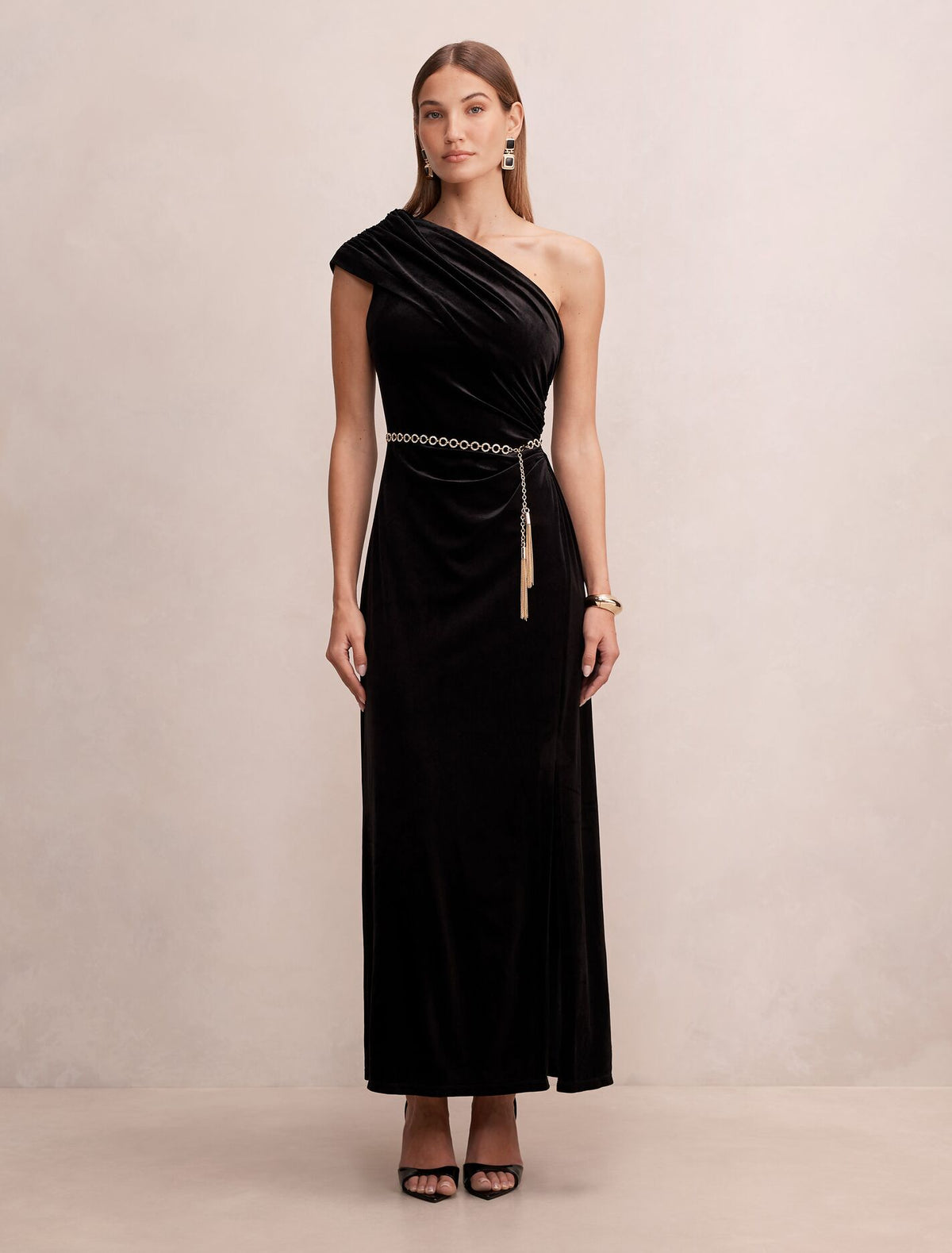 Venita One Shoulder Velvet Maxi Dress
