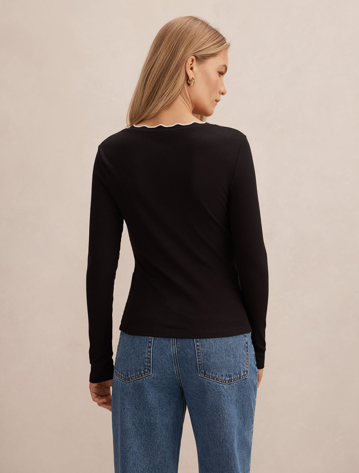 Rebecca Scallop Long Sleeve Top