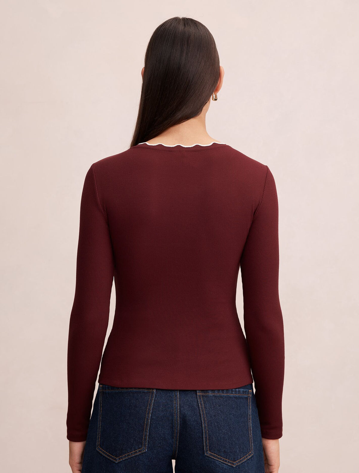 Rebecca Scallop Trim Long Sleeve