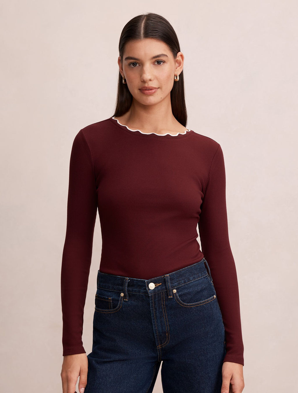 Rebecca Scallop Trim Long Sleeve