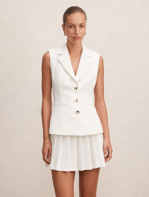 Lucy Sleeveless Blazer White – Ever New USA