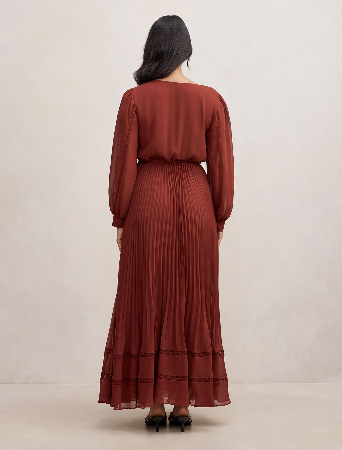 Shellie Wrap Lace Pleated Midi Dress