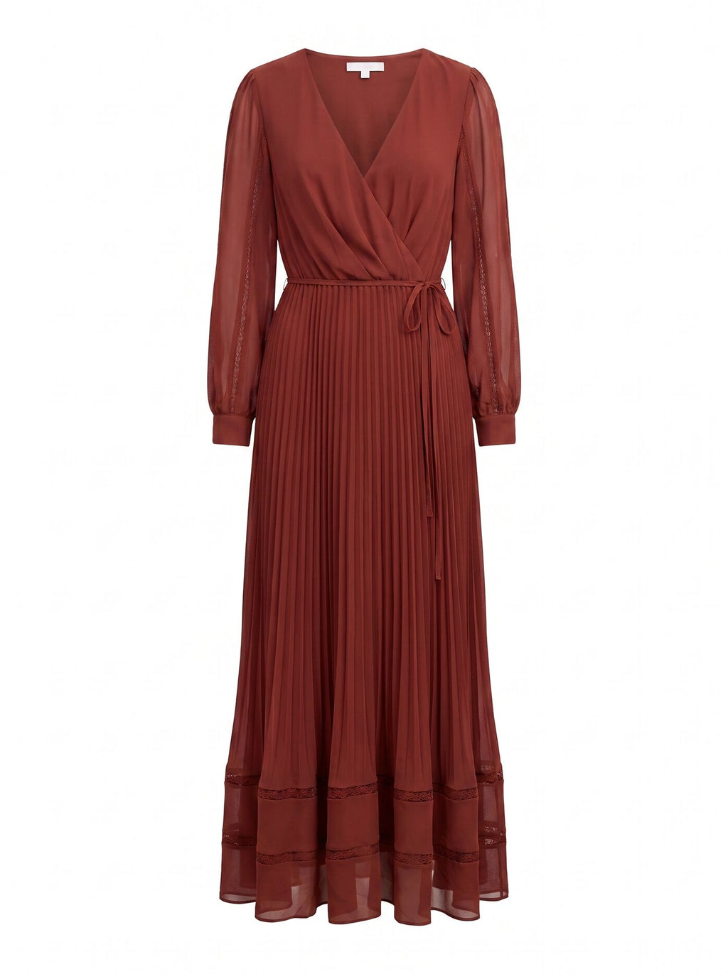 Shellie Wrap Lace Pleated Midi Dress
