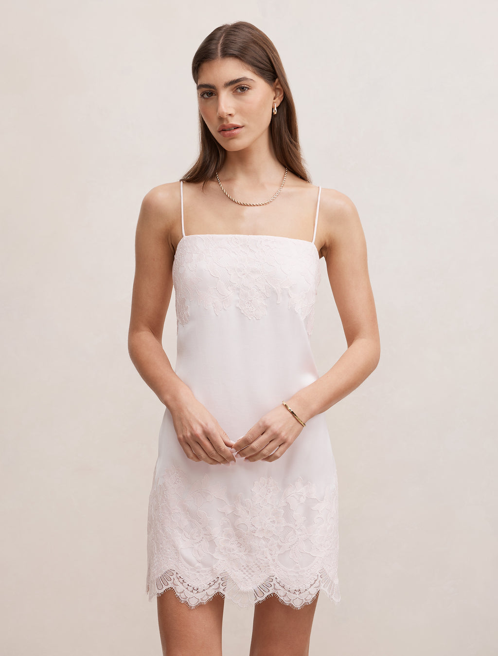 Haven Lace Trim Mini Dress