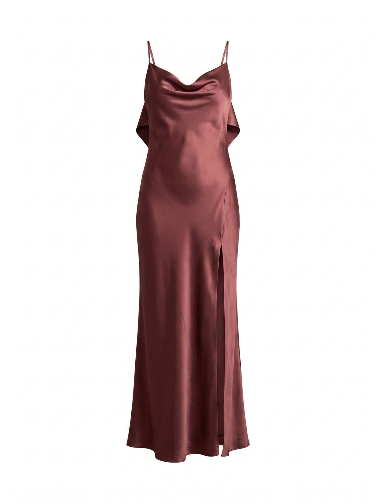 Allora Ruffle Back Satin Maxi Dress