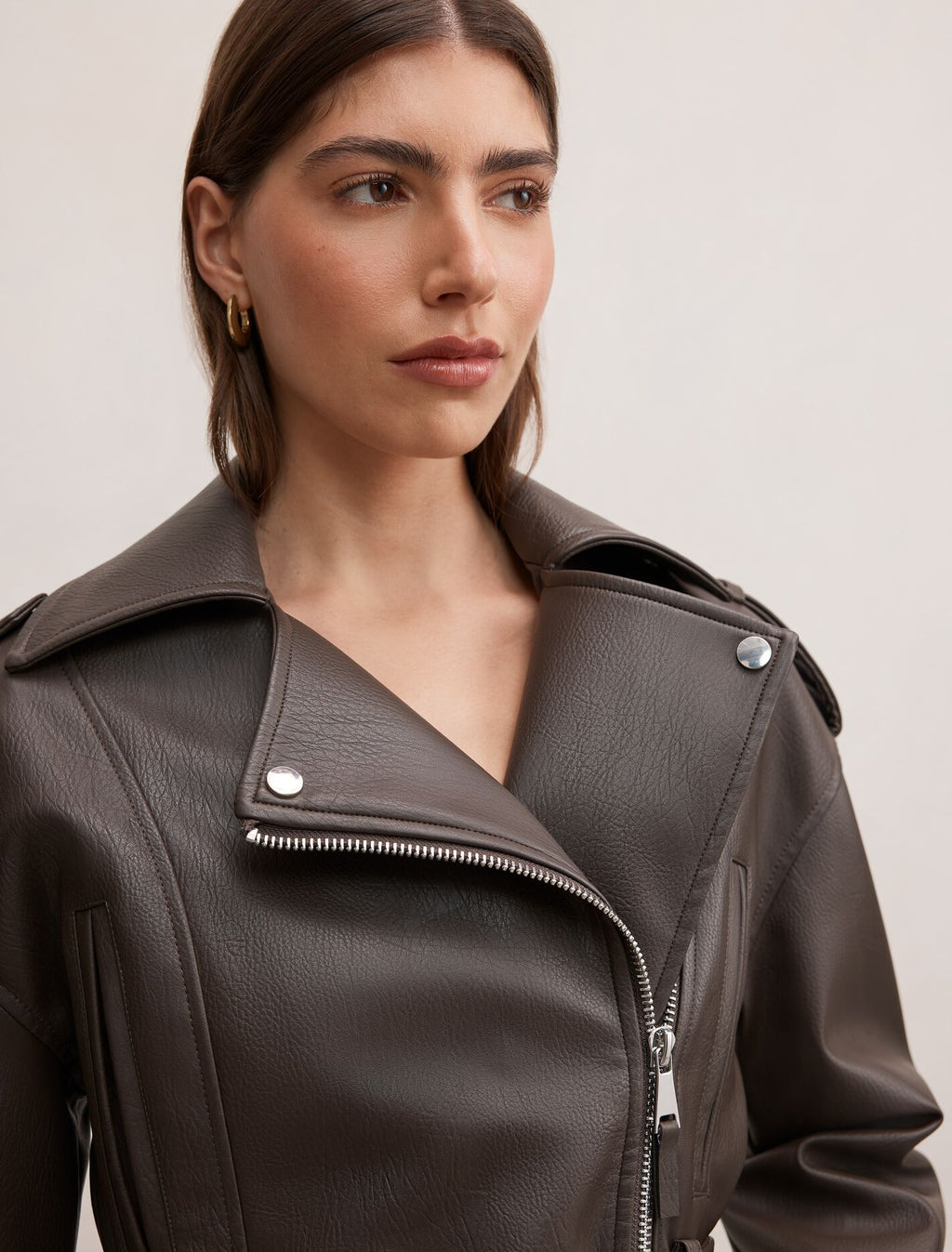Brooklyn PU Belted Biker Jacket