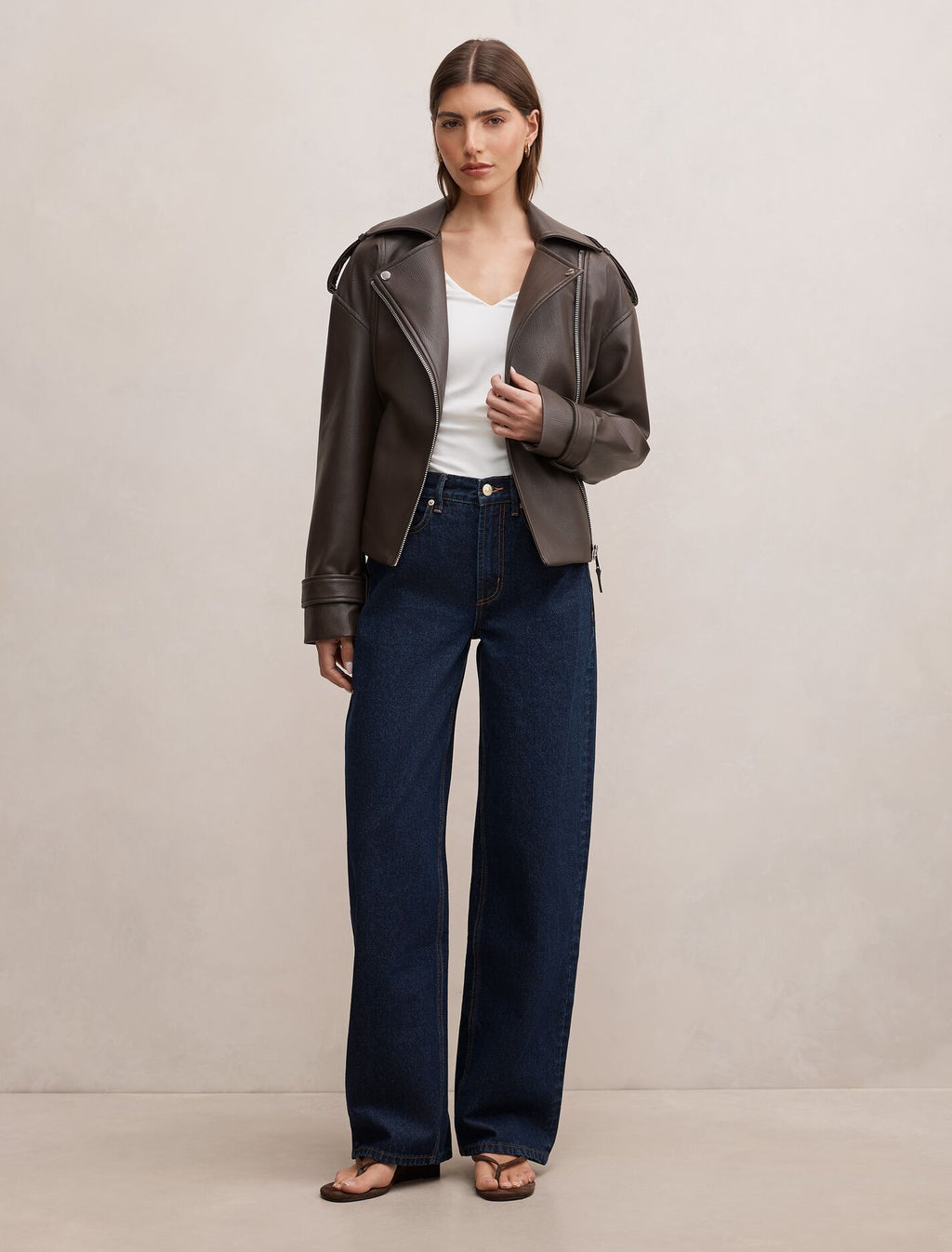 Brooklyn PU Belted Biker Jacket