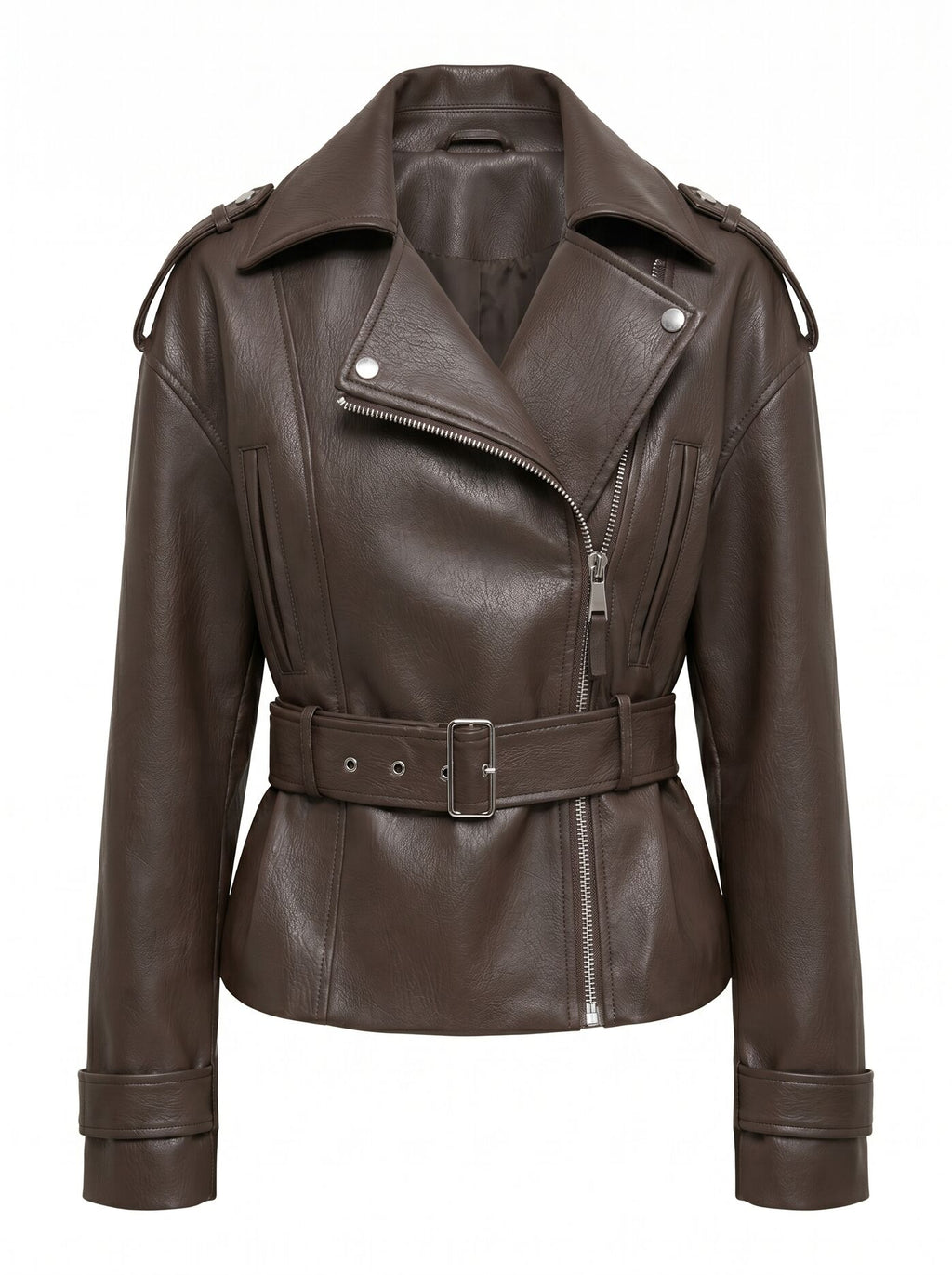 Brooklyn PU Belted Biker Jacket