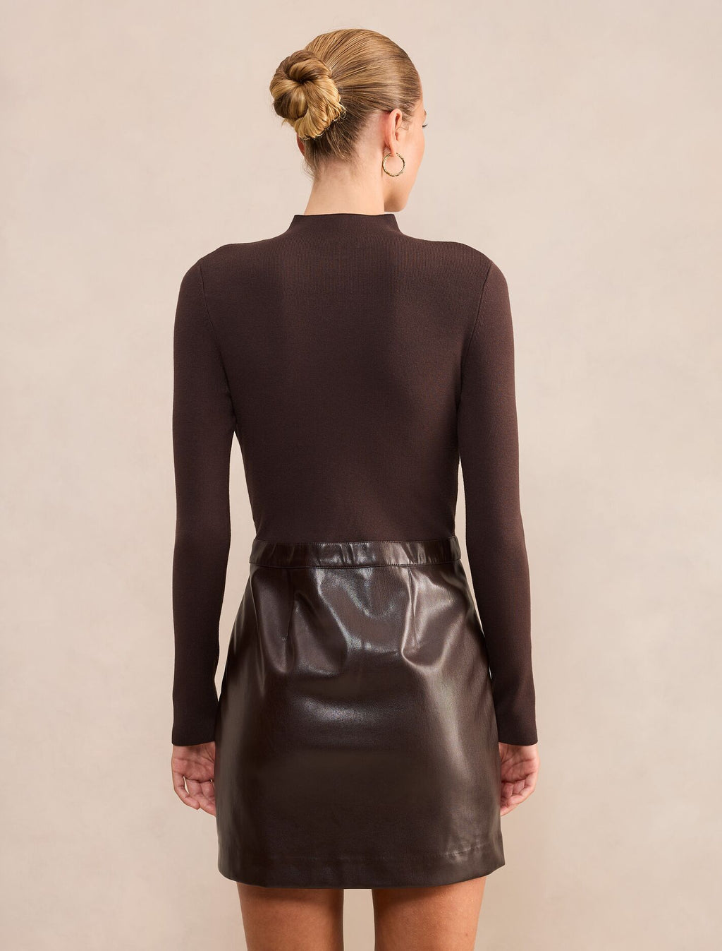 Rae Faux Leather Mixed Knit Mini Dress