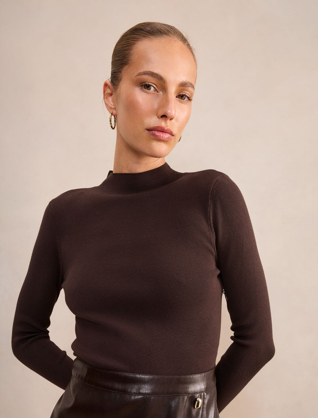 Rae Faux Leather Mixed Knit Mini Dress