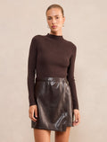 Rae Faux Leather Mixed Knit Mini Dress