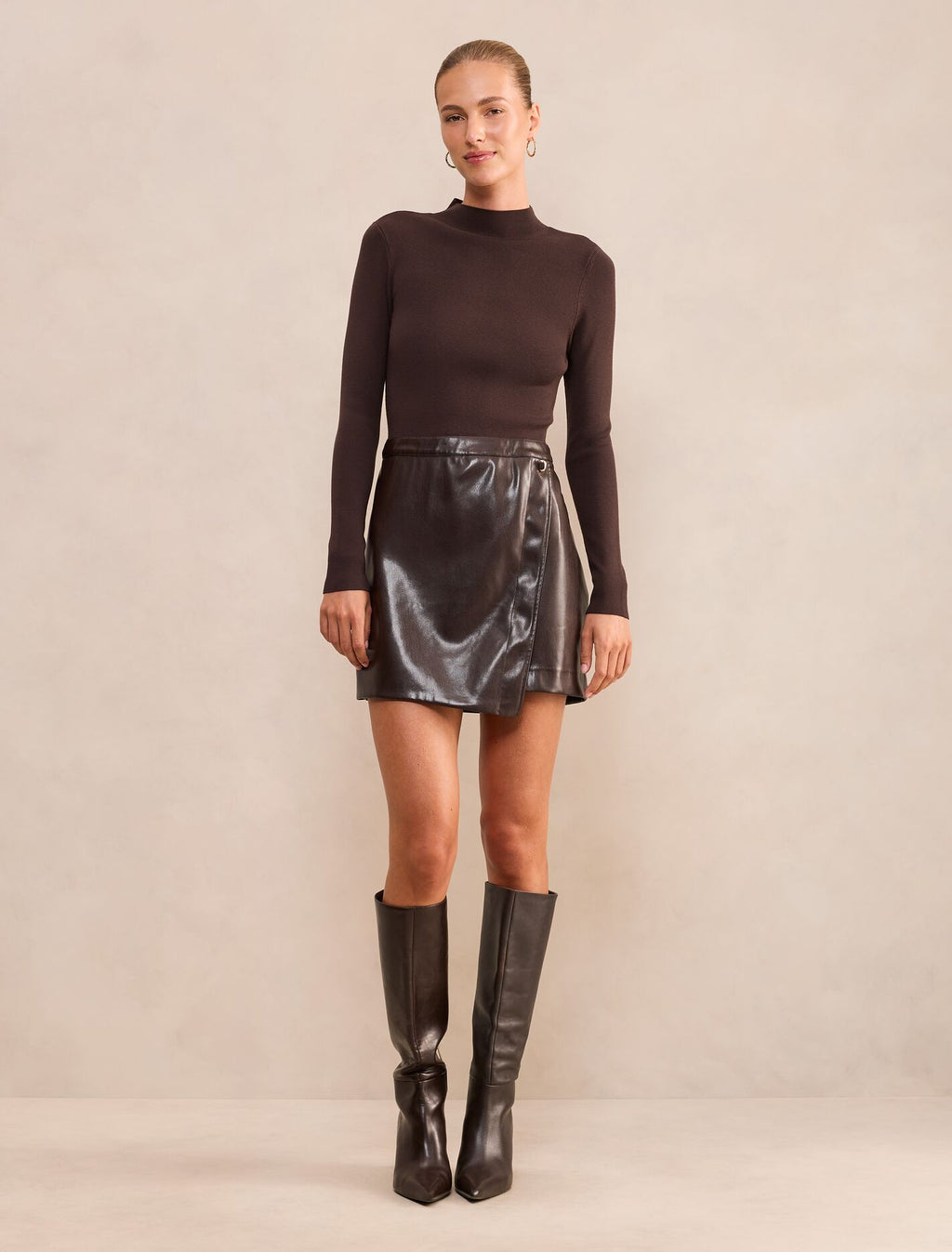 Rae Faux Leather Mixed Knit Mini Dress