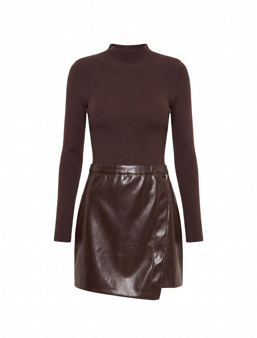 Rae Faux Leather Mixed Knit Mini Dress