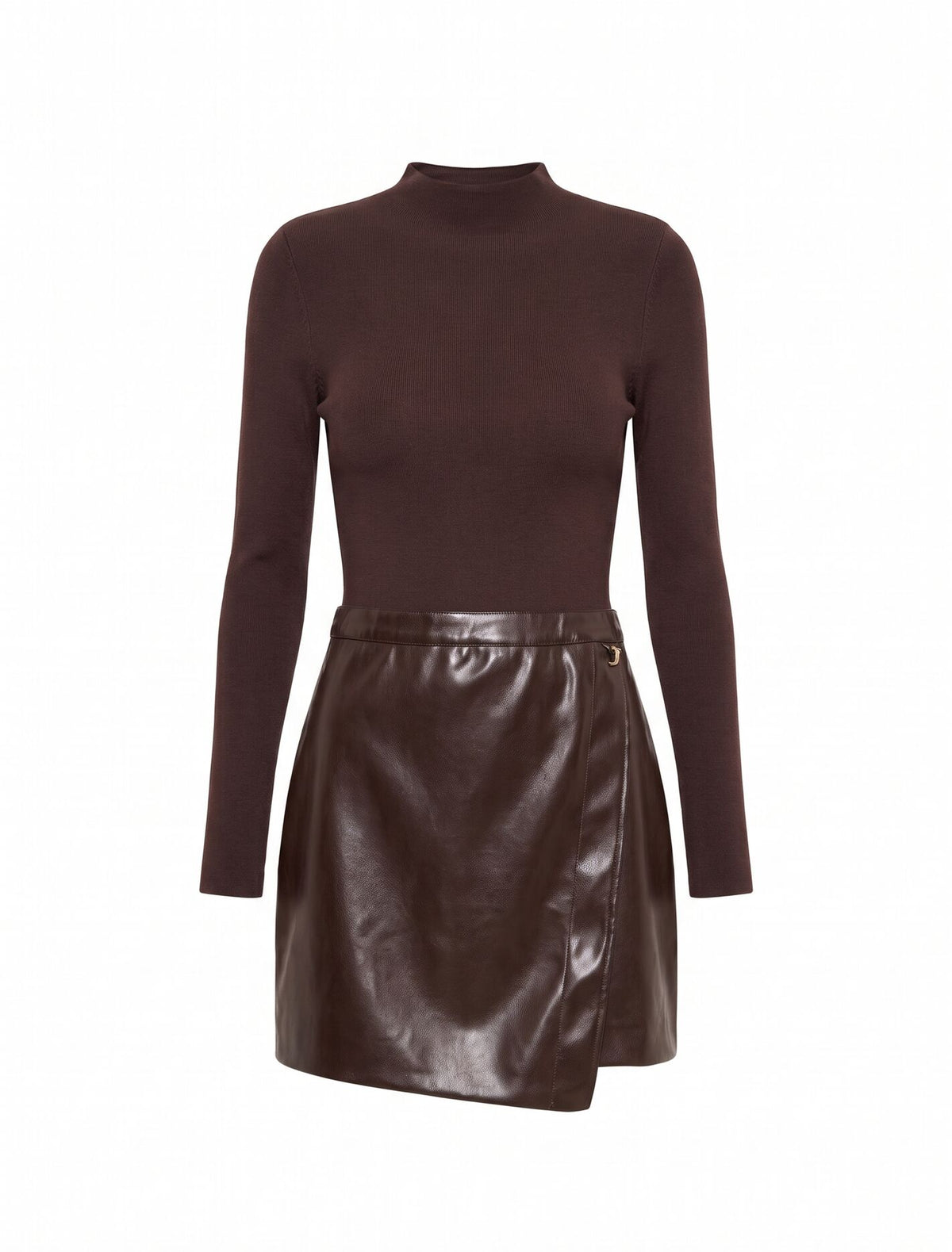 Rae Faux Leather Mixed Knit Mini Dress