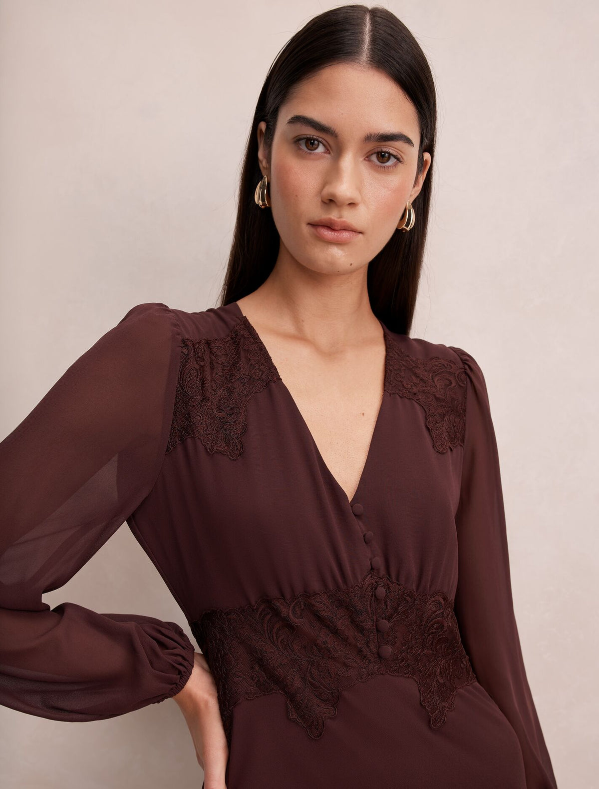 Mackenzie Lace Trim Mini Dress