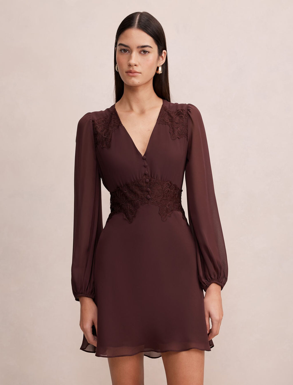 Mackenzie Lace Trim Mini Dress