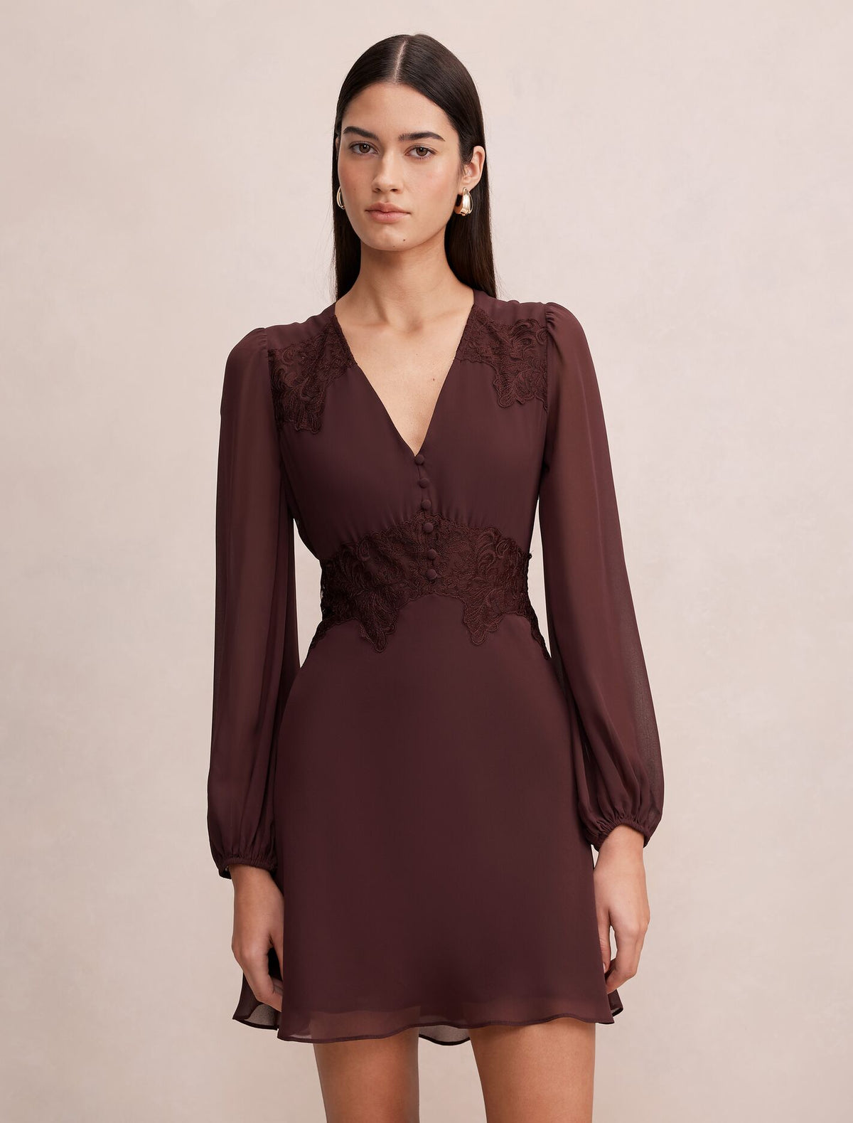 Mackenzie Lace Trim Mini Dress