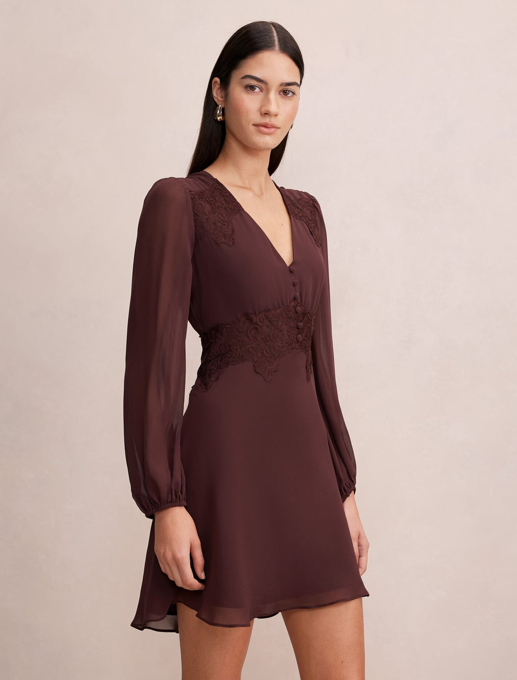 Mackenzie Lace Trim Mini Dress