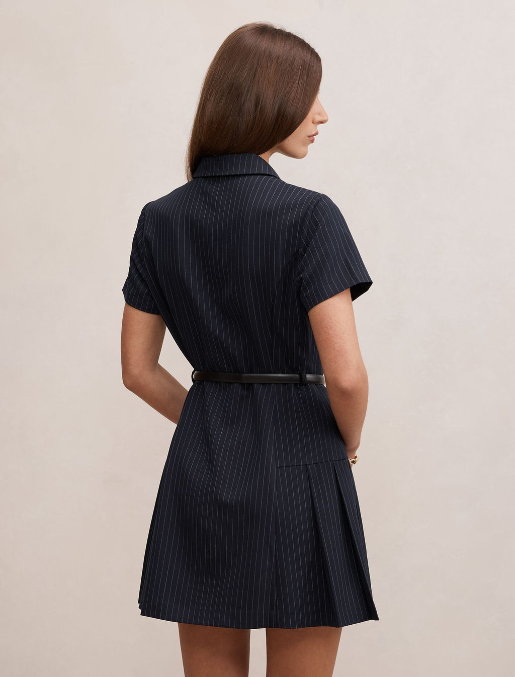 Gigi Pleated Button Down Mini Dress