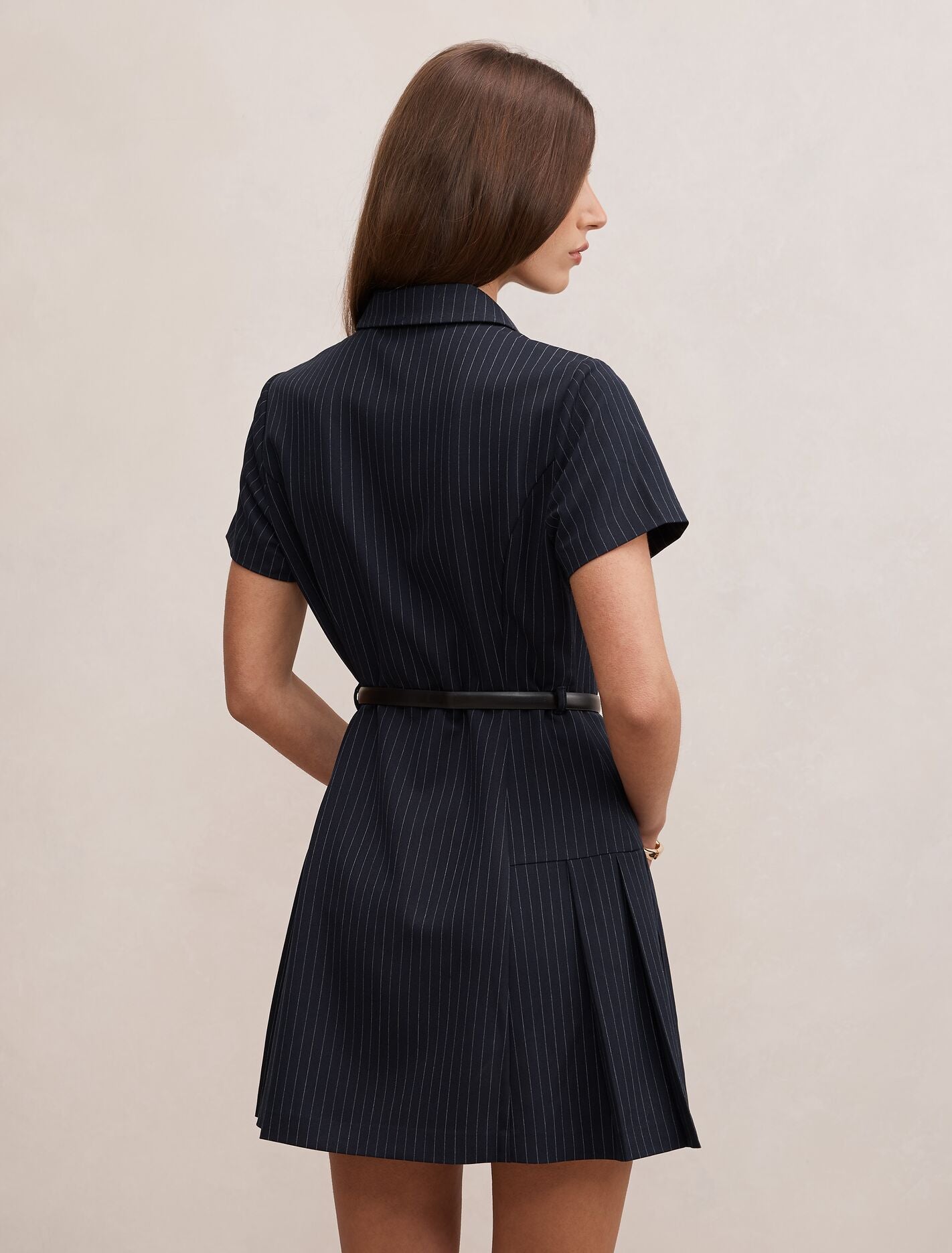 Gigi Pleated Button Down Mini Dress