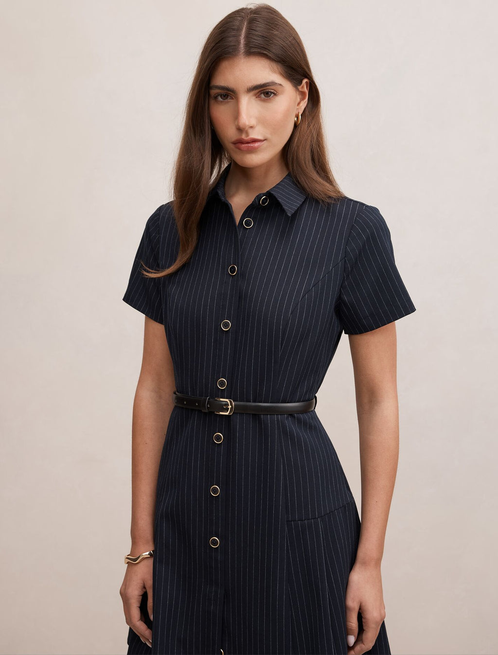 Gigi Pleated Button Down Mini Dress