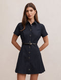 Gigi Pleated Button Down Mini Dress