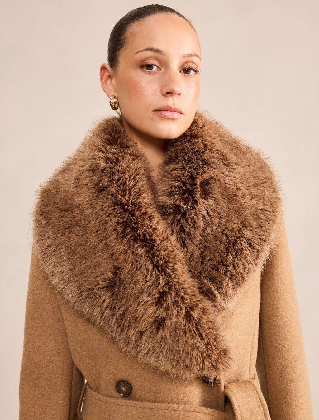 Esme Petite Faux Fur Collar Coat
