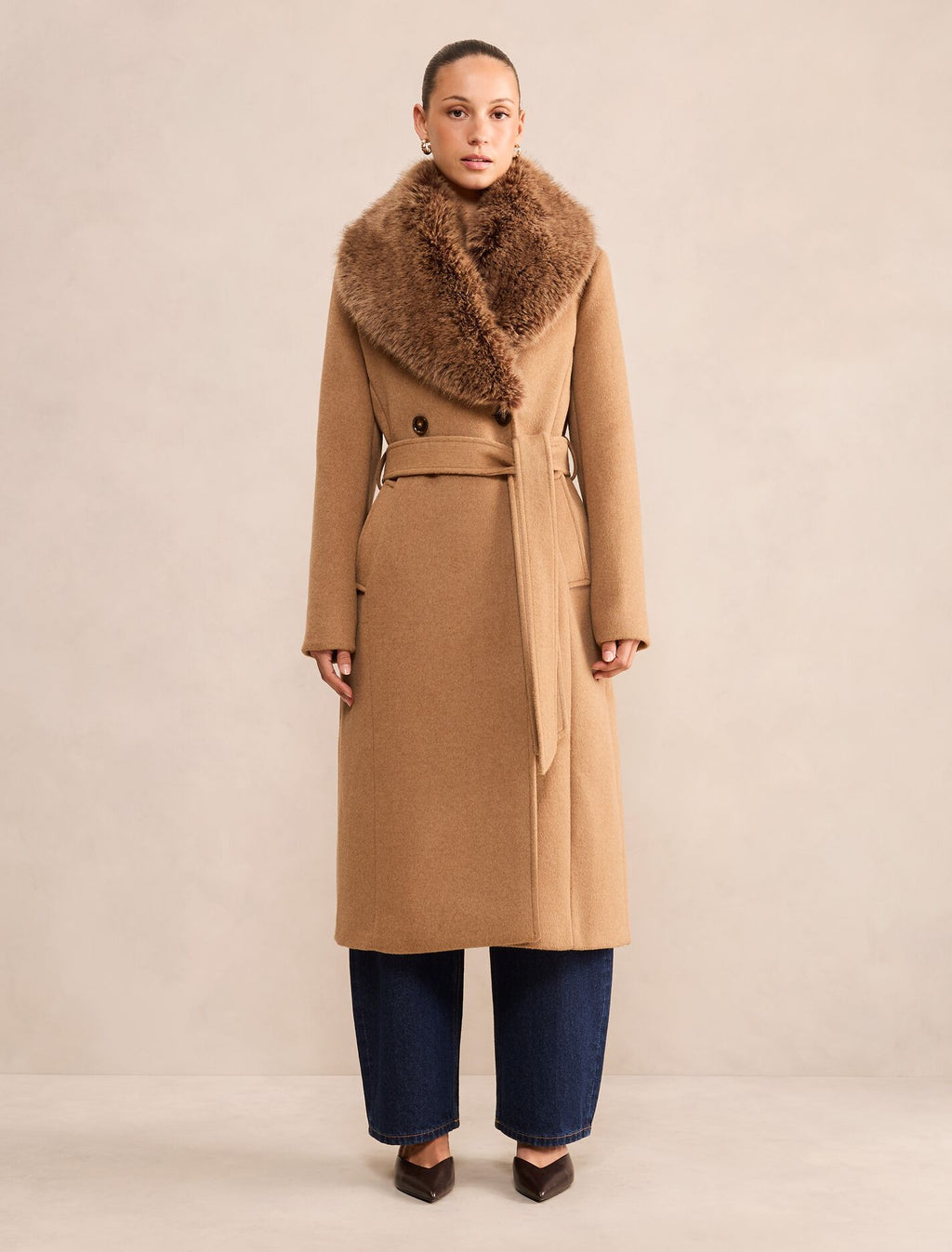 Esme Petite Faux Fur Collar Coat