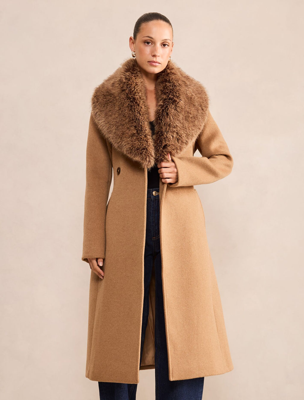 Esme Petite Faux Fur Collar Coat