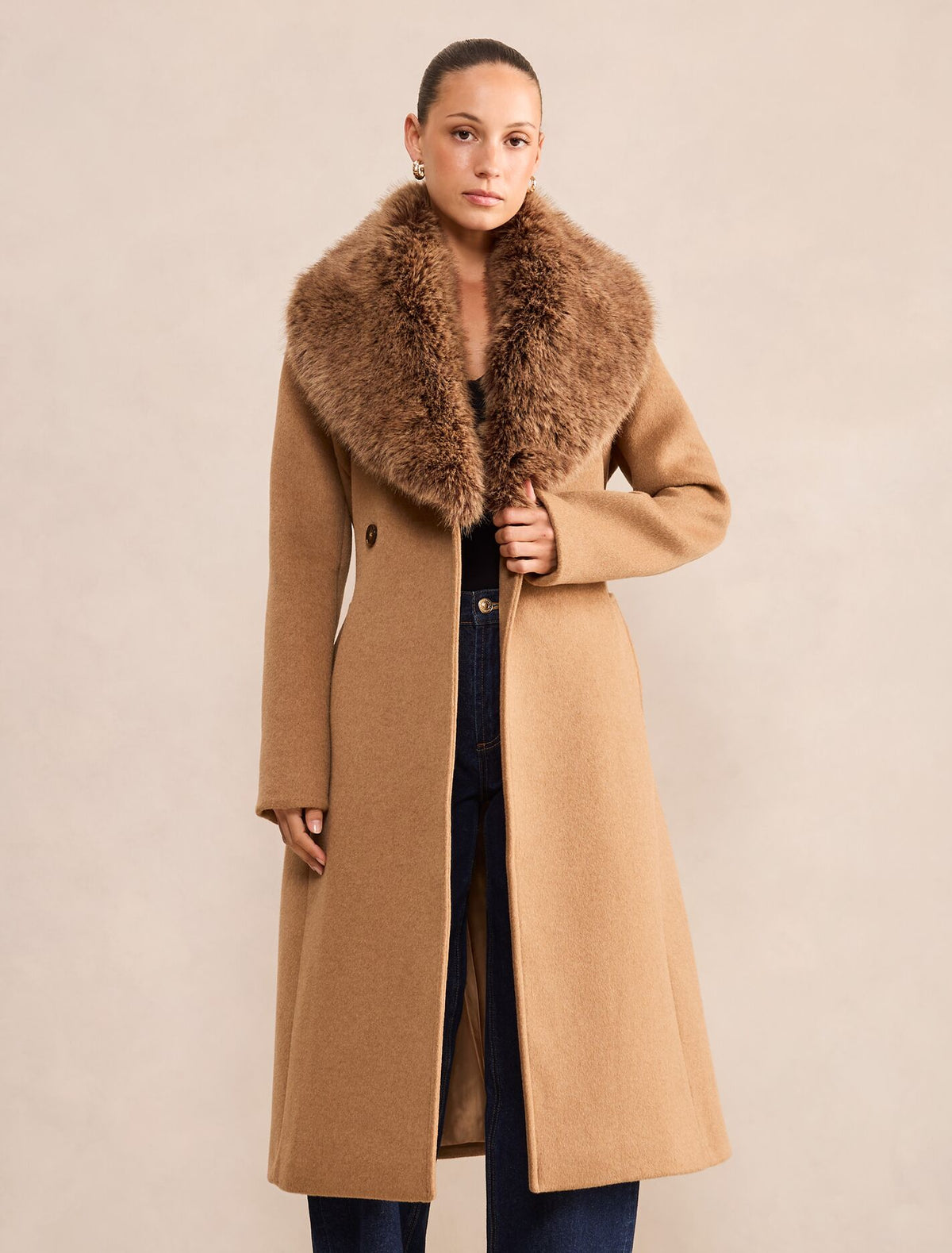 Esme Petite Faux Fur Collar Coat