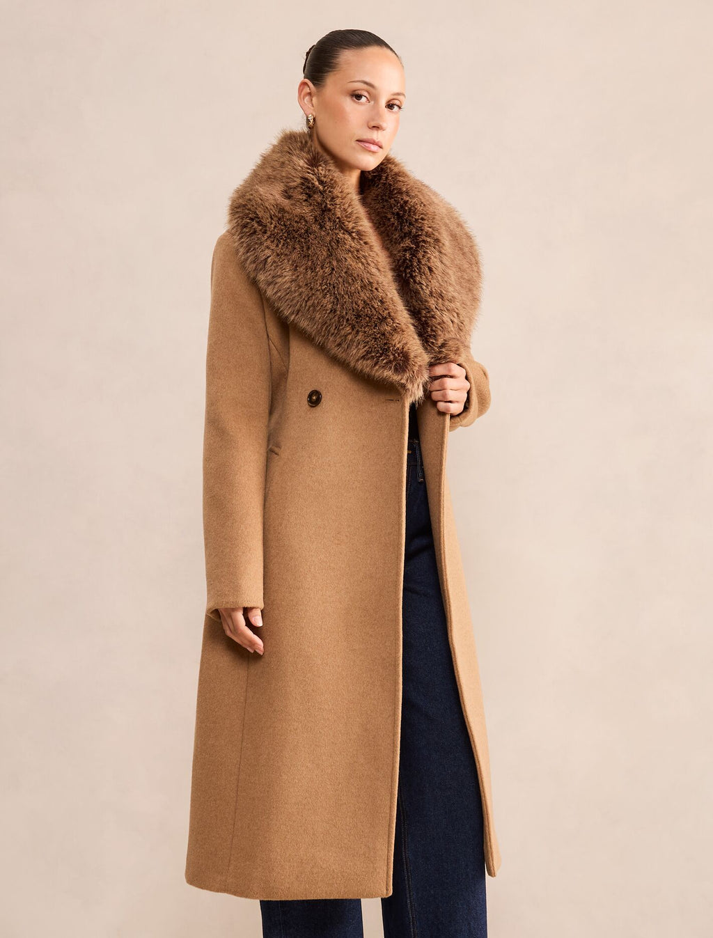 Esme Petite Faux Fur Collar Coat