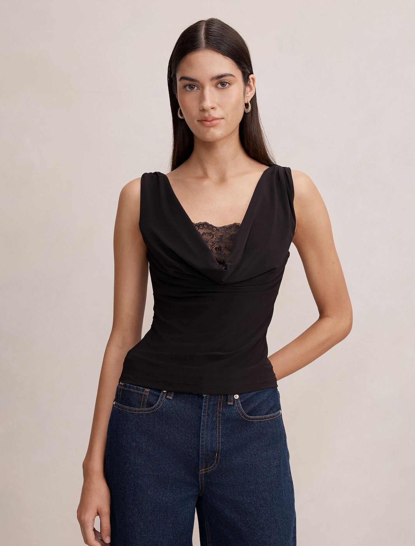 Hope Layered Lace Cowl Top
