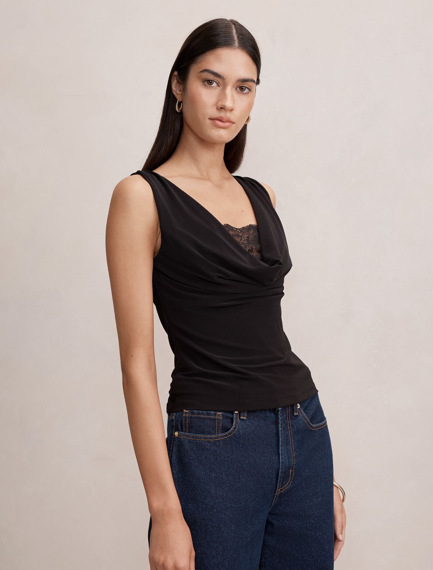 Hope Layered Lace Cowl Top