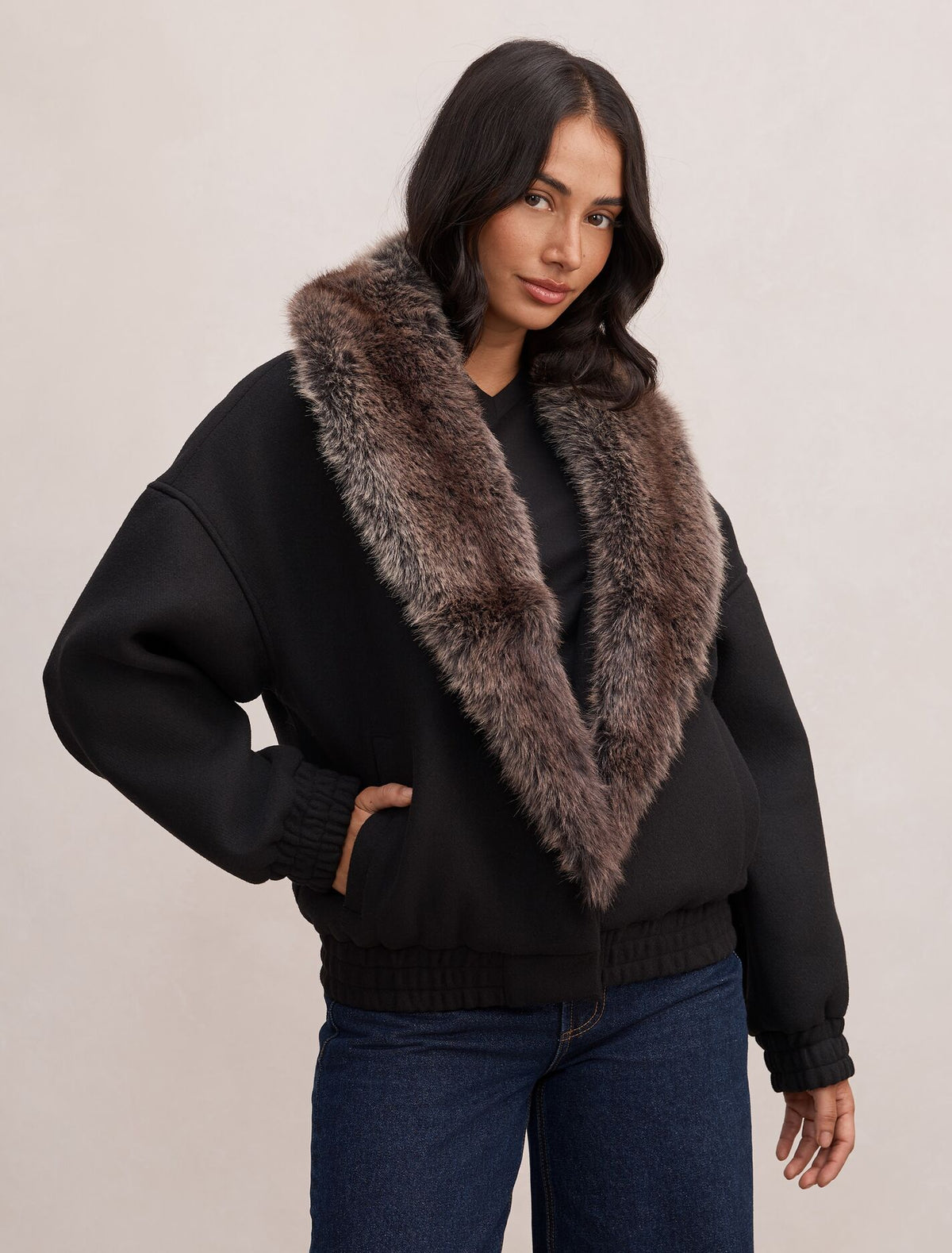 Megan Faux Fur Collar Jacket