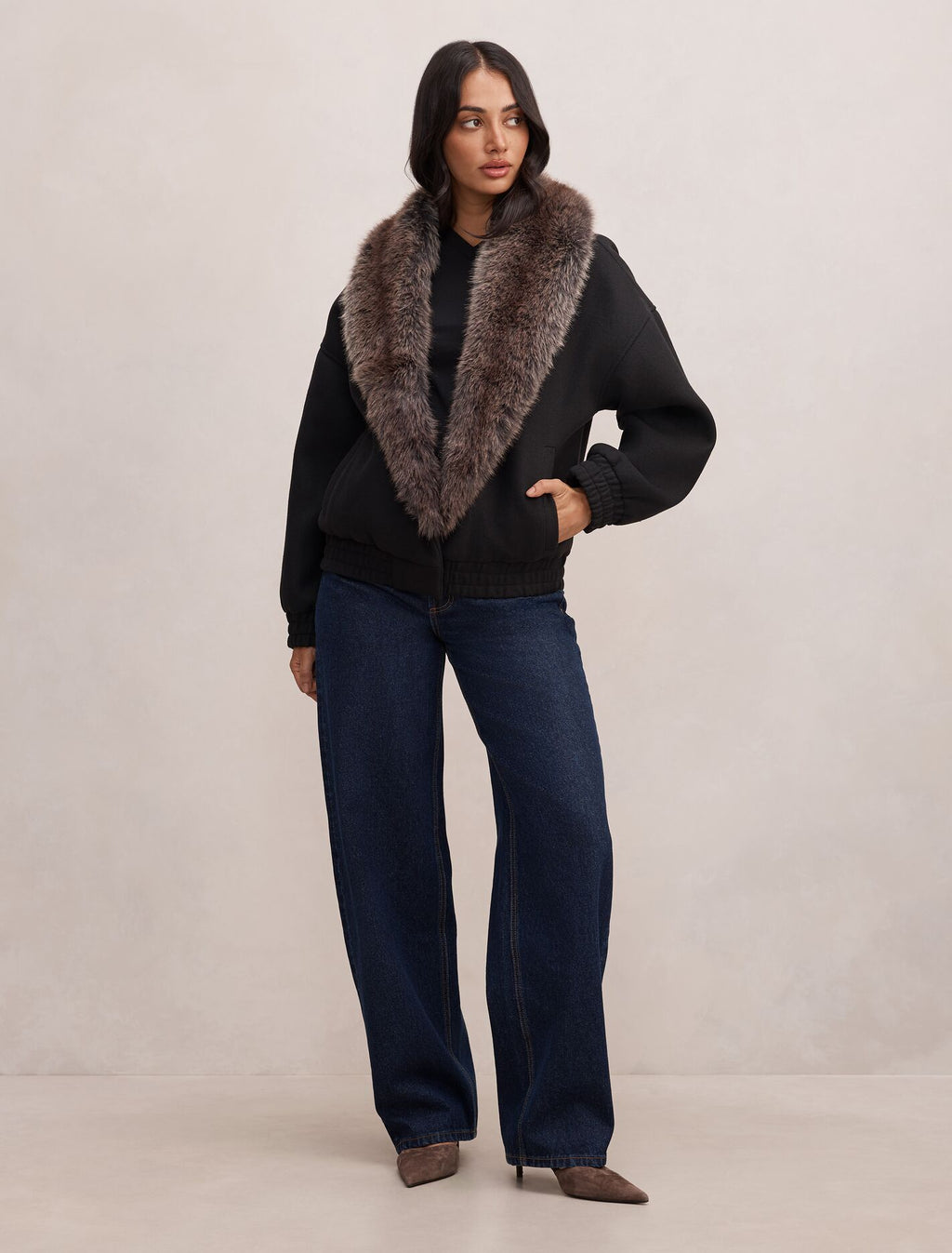 Megan Faux Fur Collar Jacket