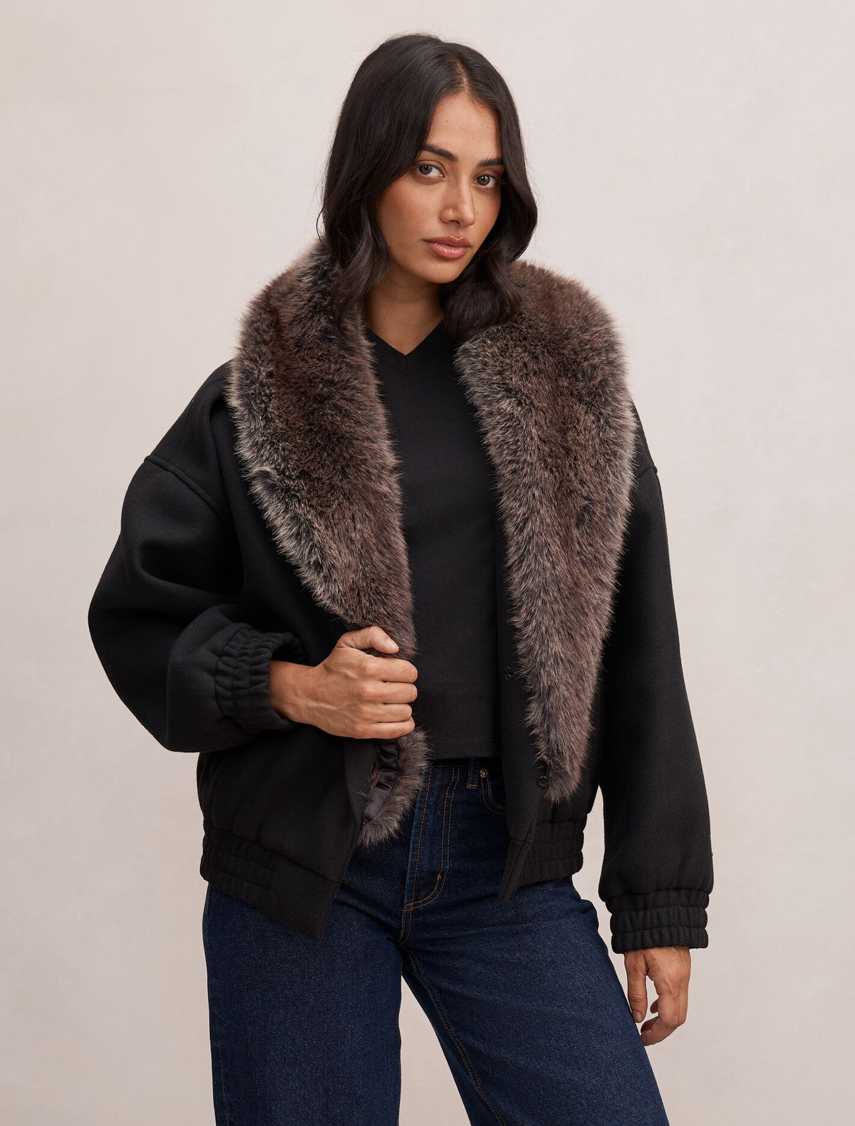 Megan Faux Fur Collar Jacket