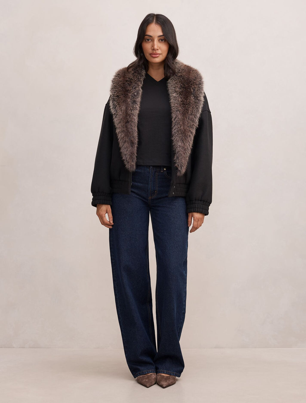 Megan Faux Fur Collar Jacket