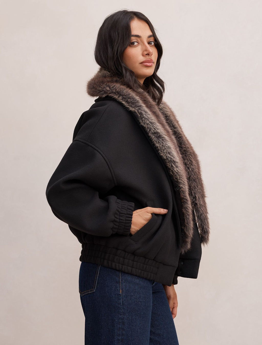 Megan Faux Fur Collar Jacket