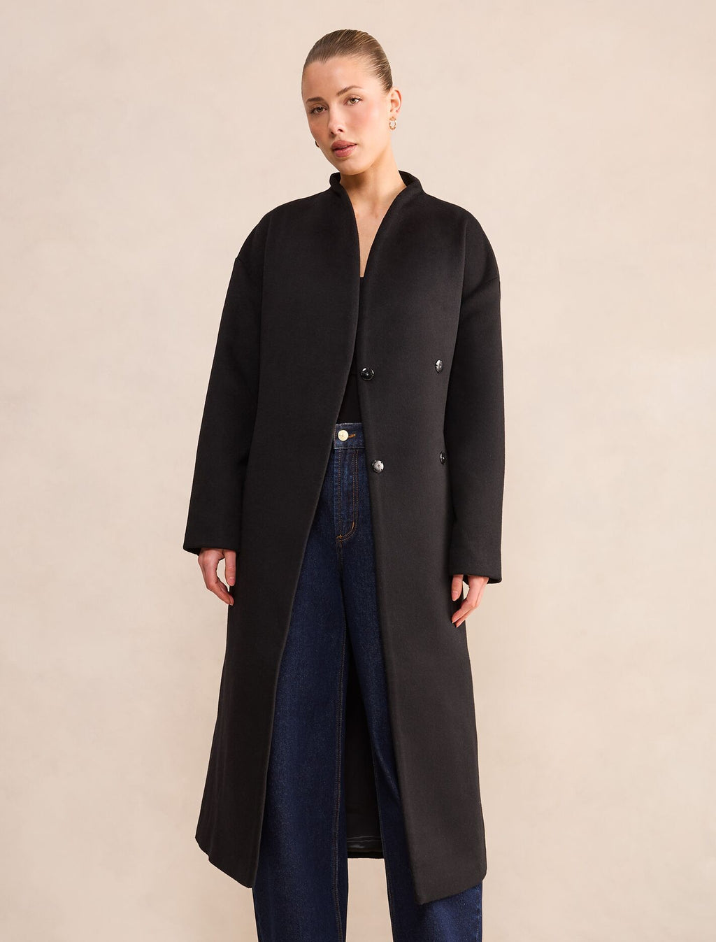 Courtney Curved Funnel Neck Coat
