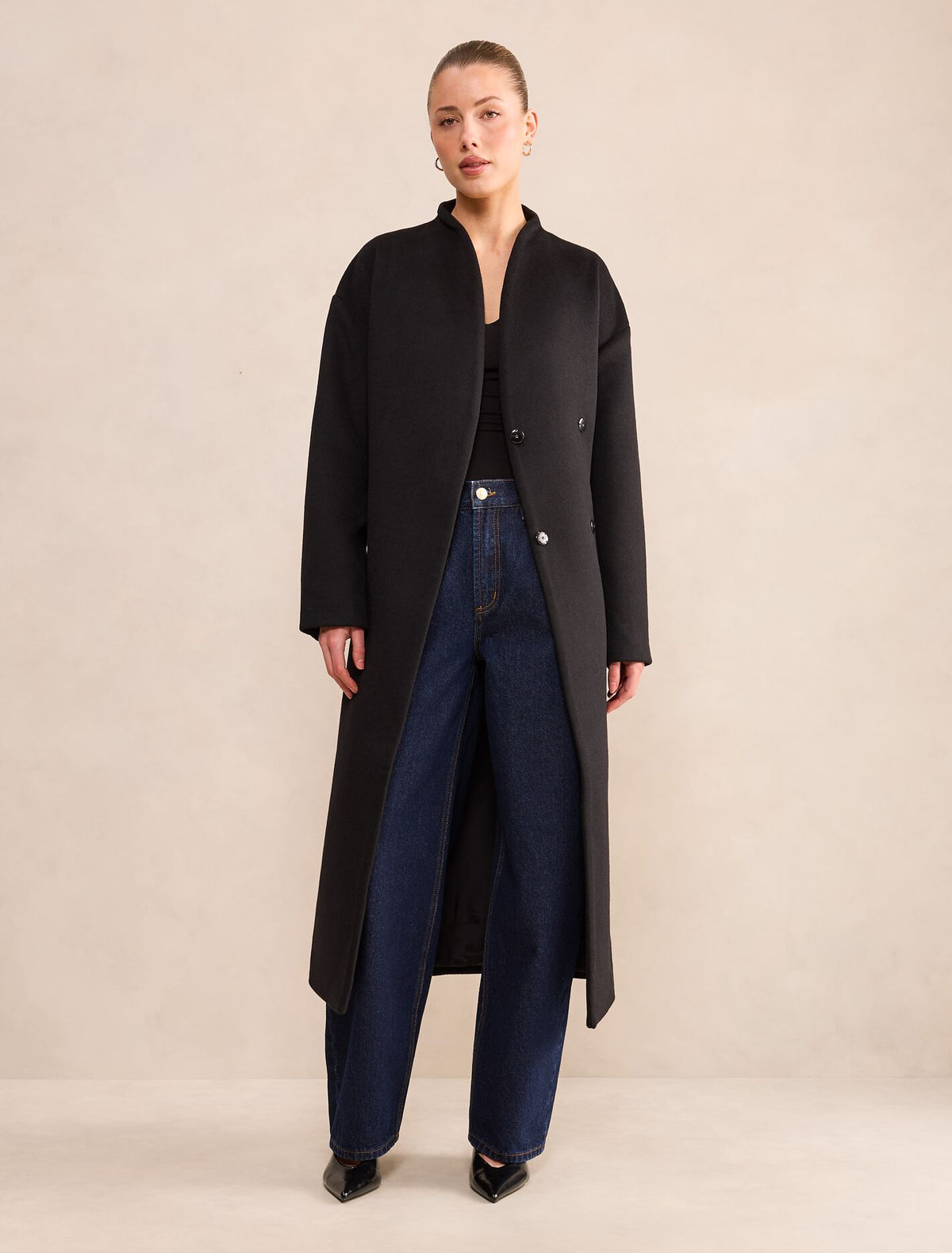 Courtney Curved Funnel Neck Coat