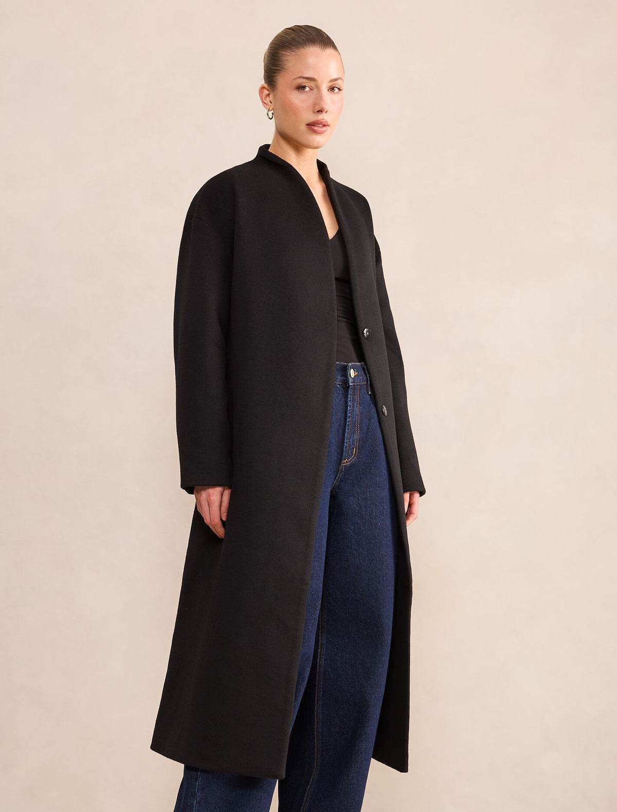 Courtney Curved Funnel Neck Coat