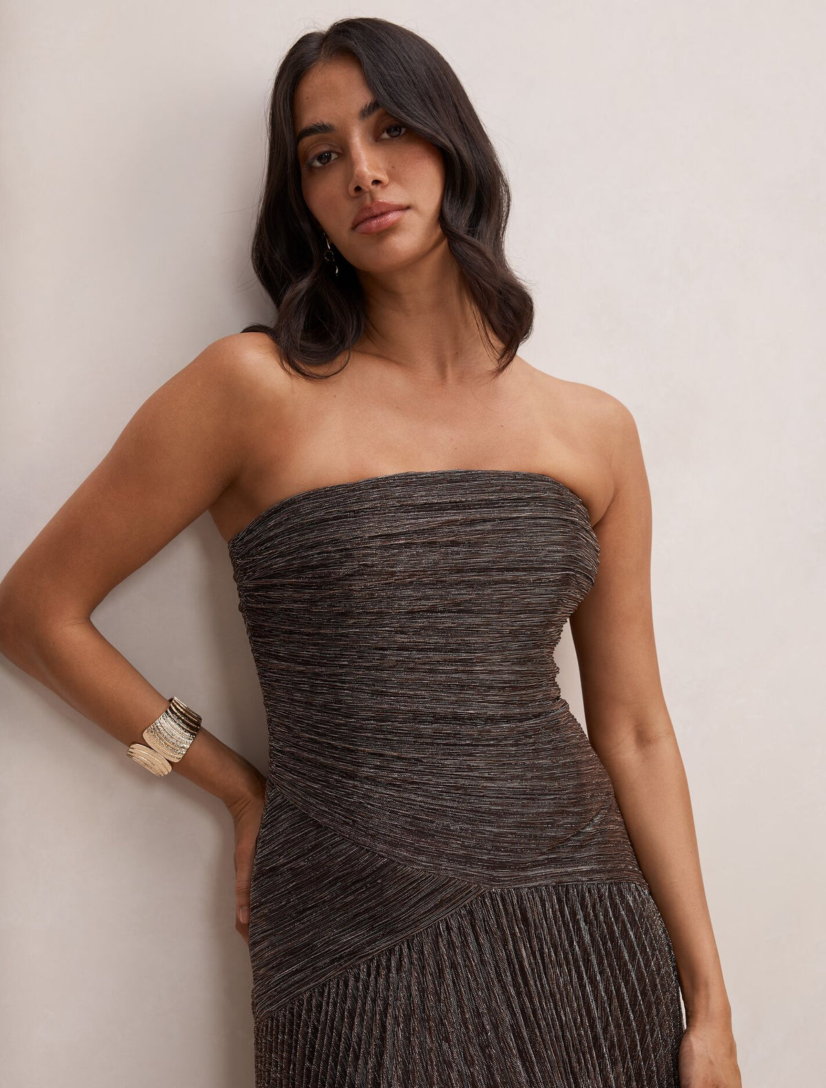 Sofia Strapless Plisse Maxi Dress